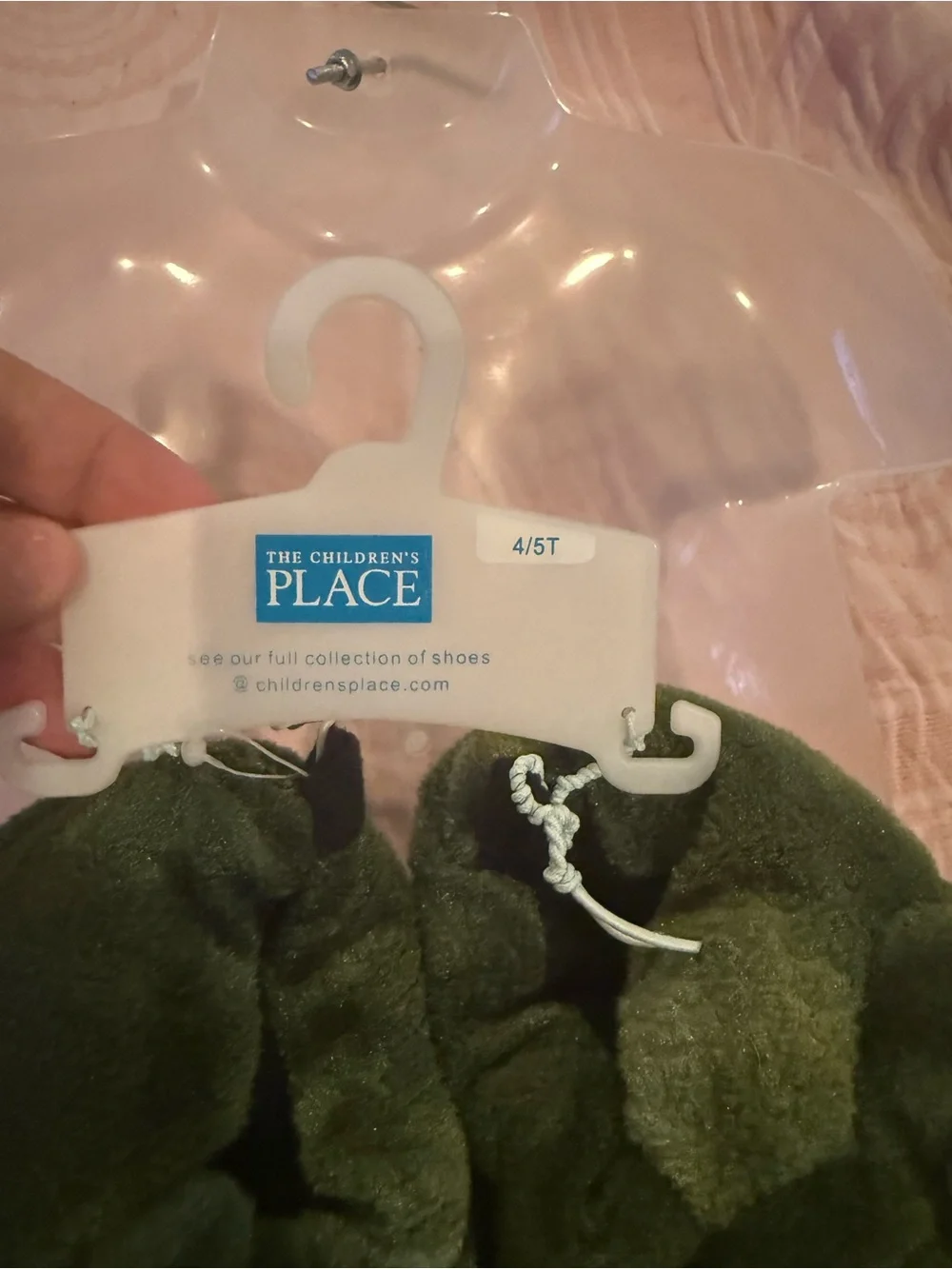 The Children's Place Olive Green Plush Dino Mittens for Kids